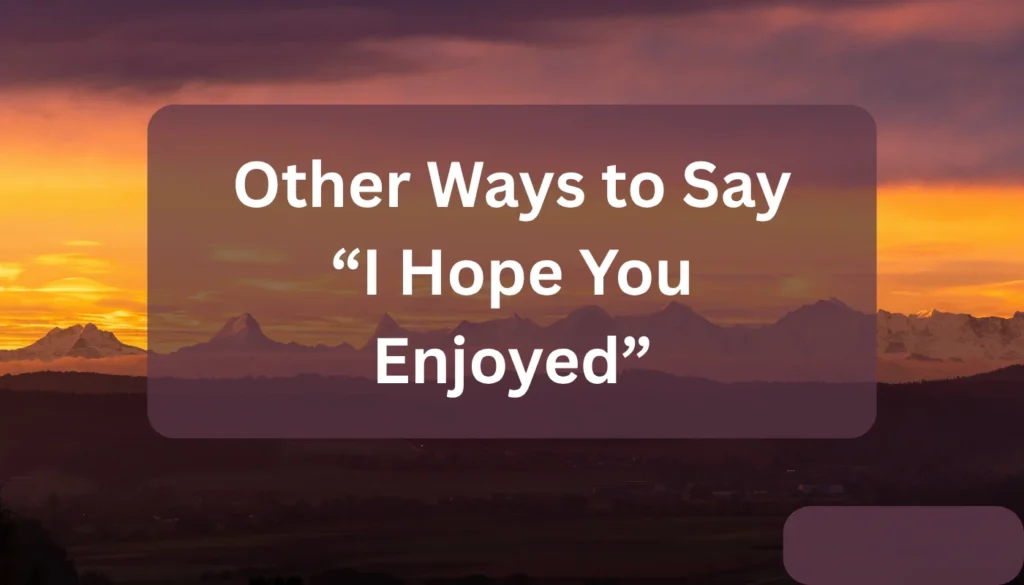 Other Ways to Say “I Hope You Enjoyed”